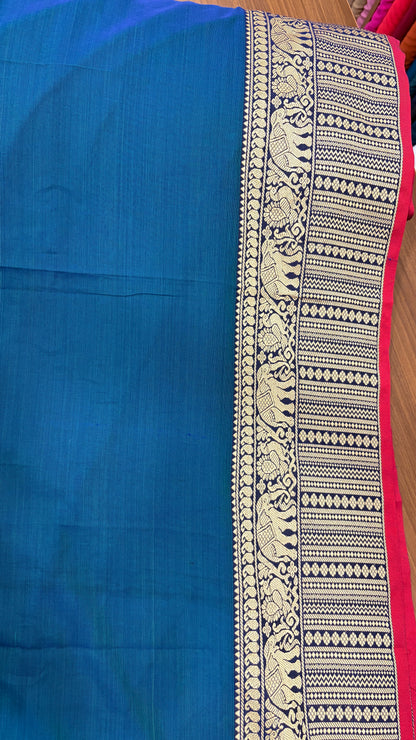 South Cotton with Malvika Border Blue