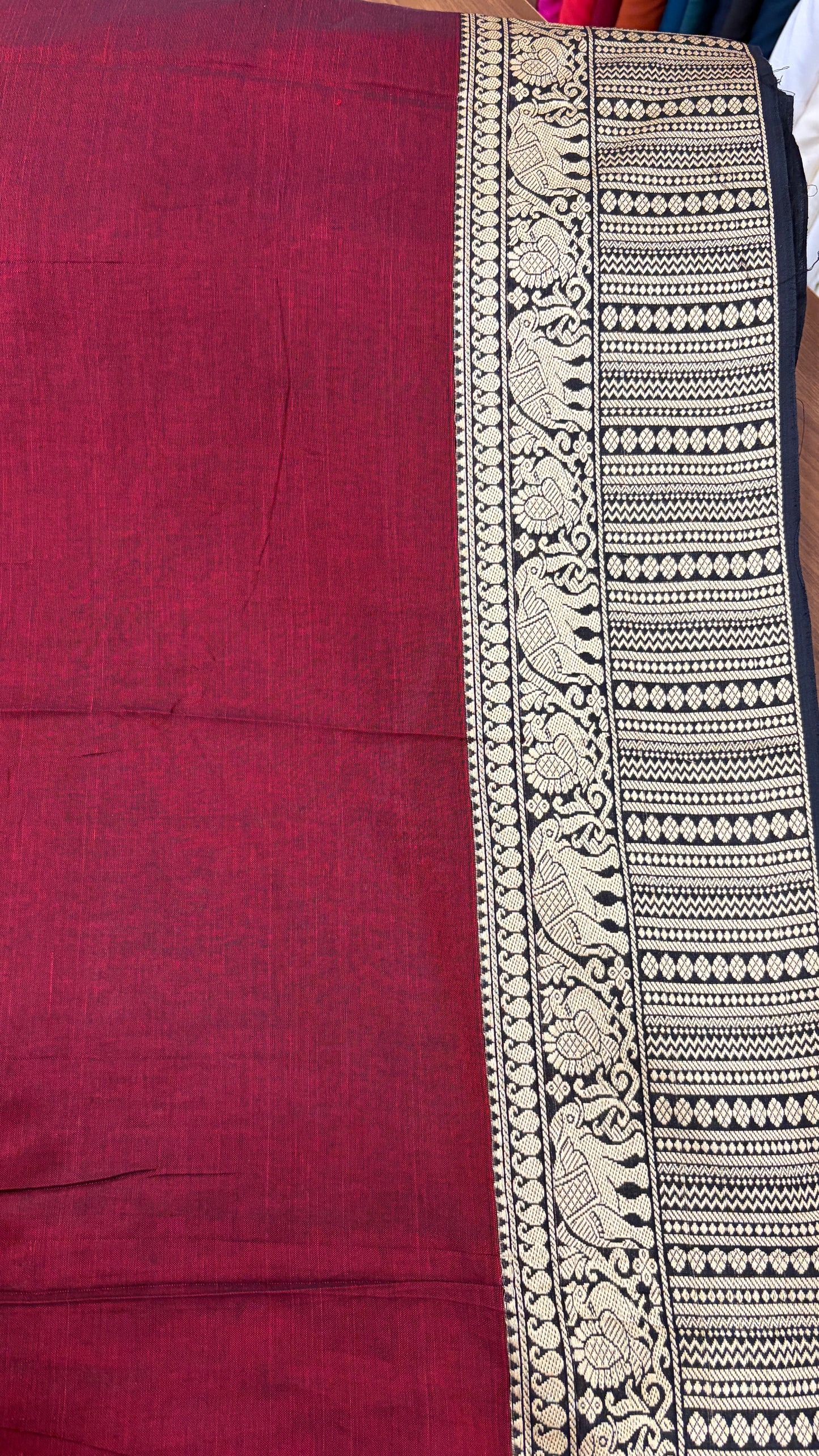 South Cotton with Malvika Border Maroon