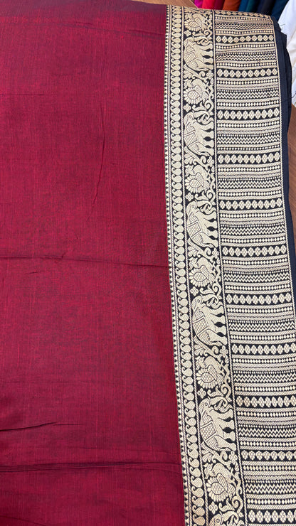 South Cotton with Malvika Border Maroon