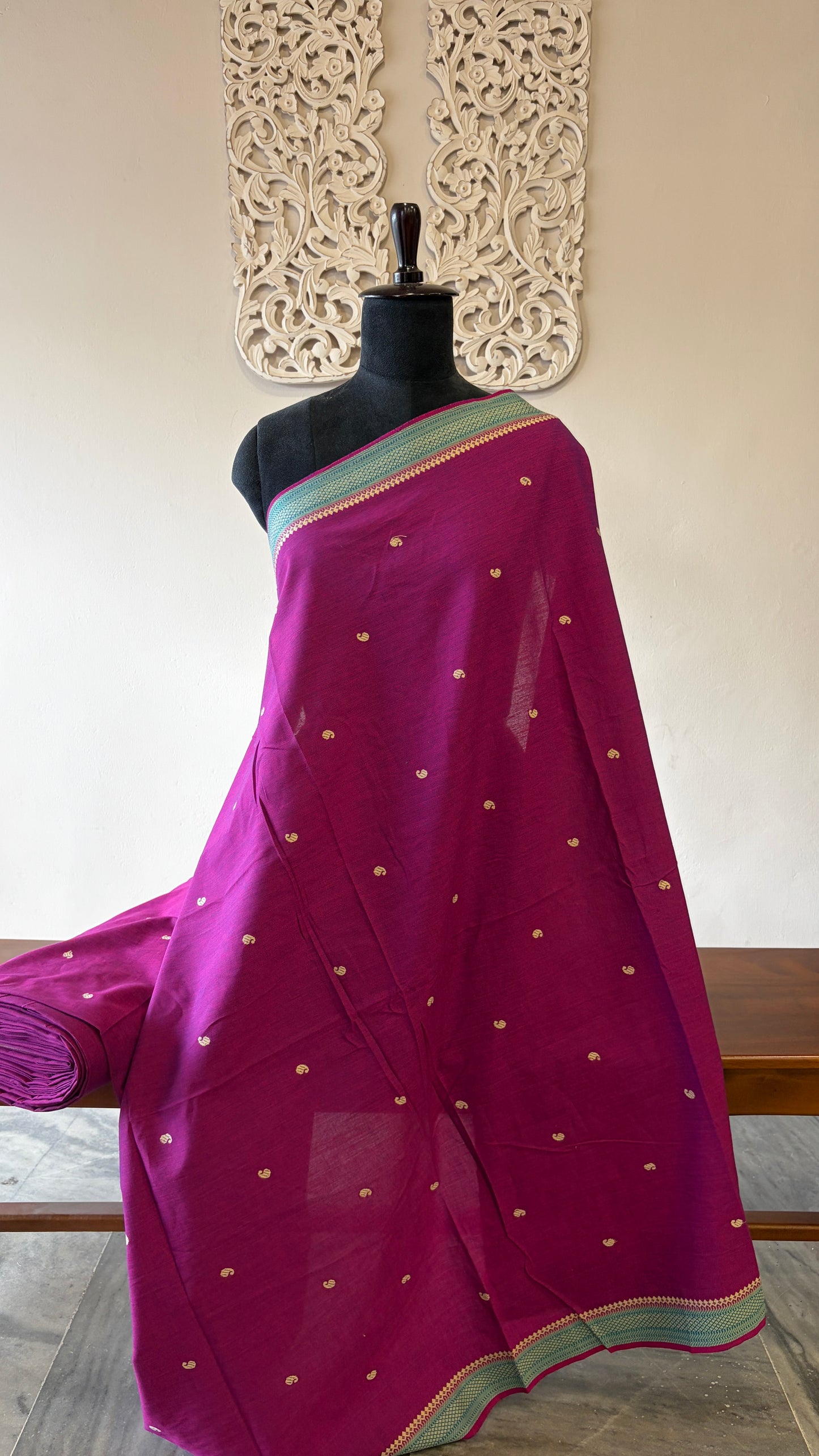 South Cotton with Mansavi border Magenta