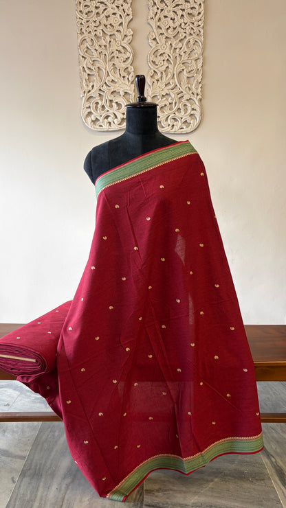 South Cotton with Mansavi border Maroon