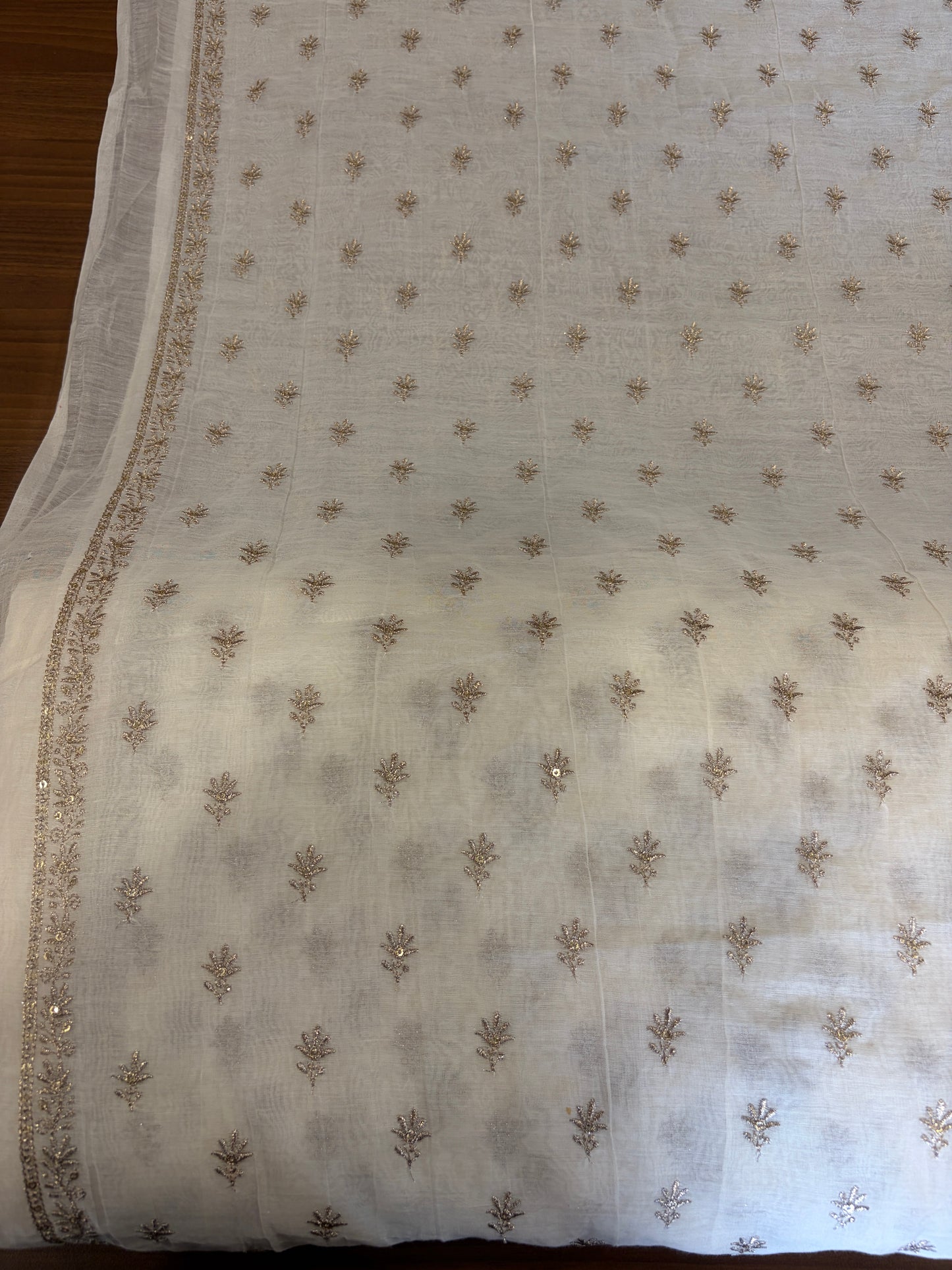Dyeable Banarasi mulchanderi with border