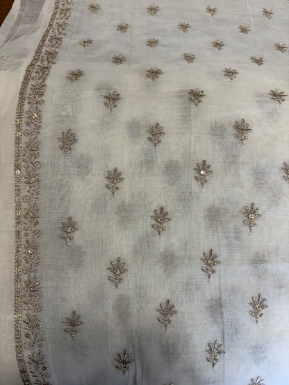 Dyeable Banarasi mulchanderi with border