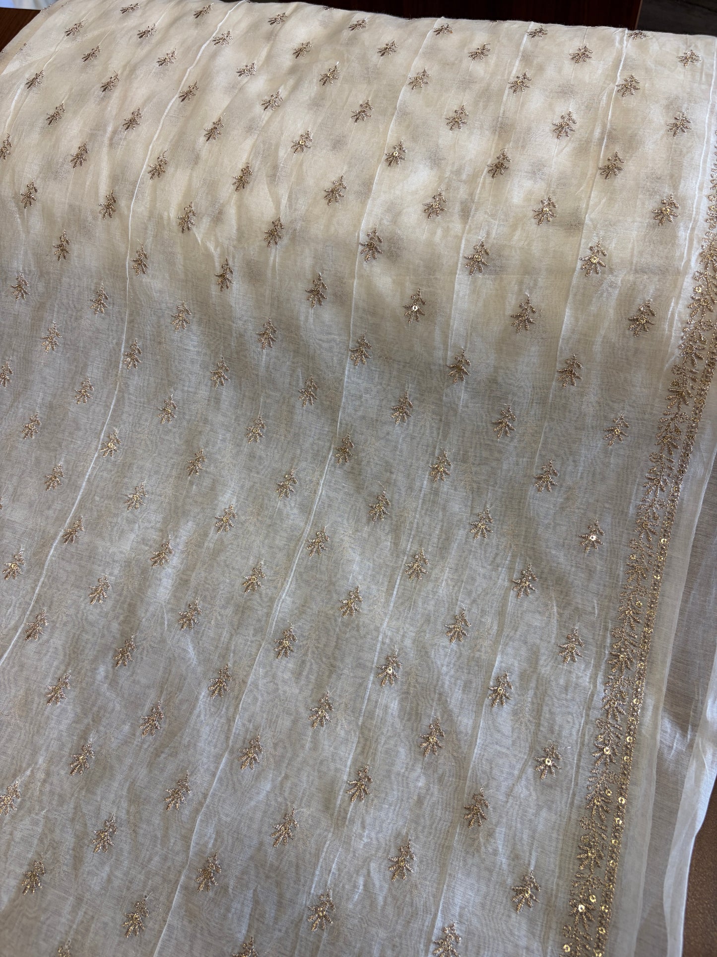 Dyeable Banarasi mulchanderi with border