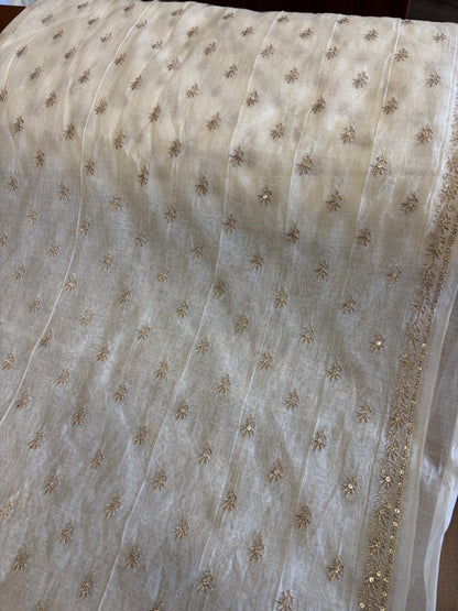 Dyeable Banarasi mulchanderi with border