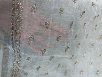 Dyeable Banarasi mulchanderi with border