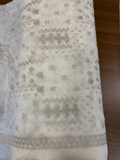 Dyeable Banarasi mulchanderi with border