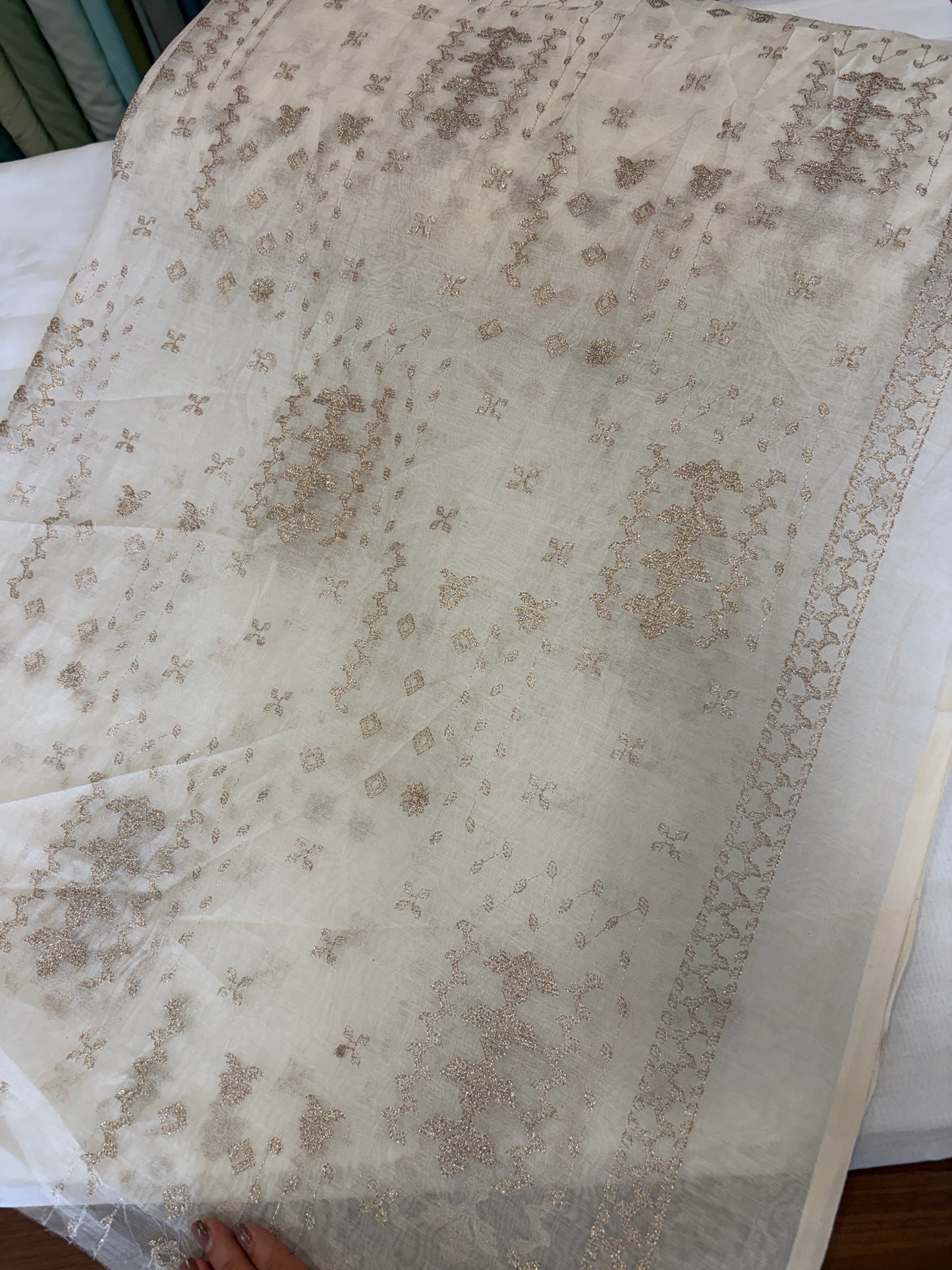 Dyeable Banarasi mulchanderi with border