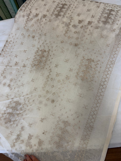 Dyeable Banarasi mulchanderi with border