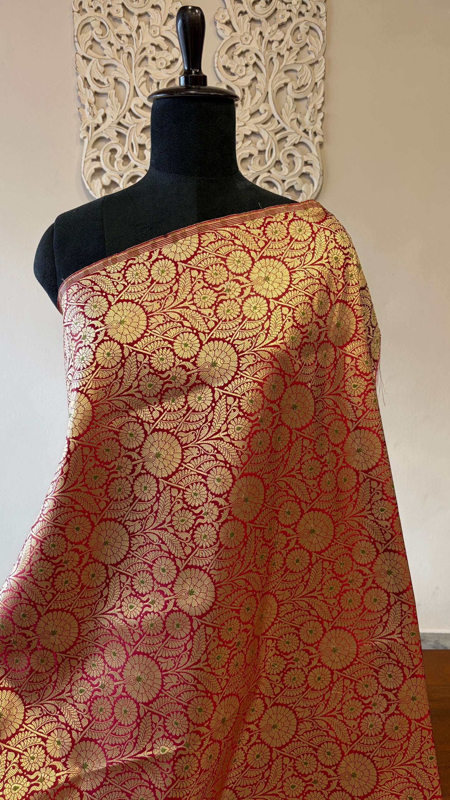 Semi banarasi brocade Red