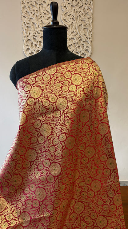 Semi banarasi brocade Red
