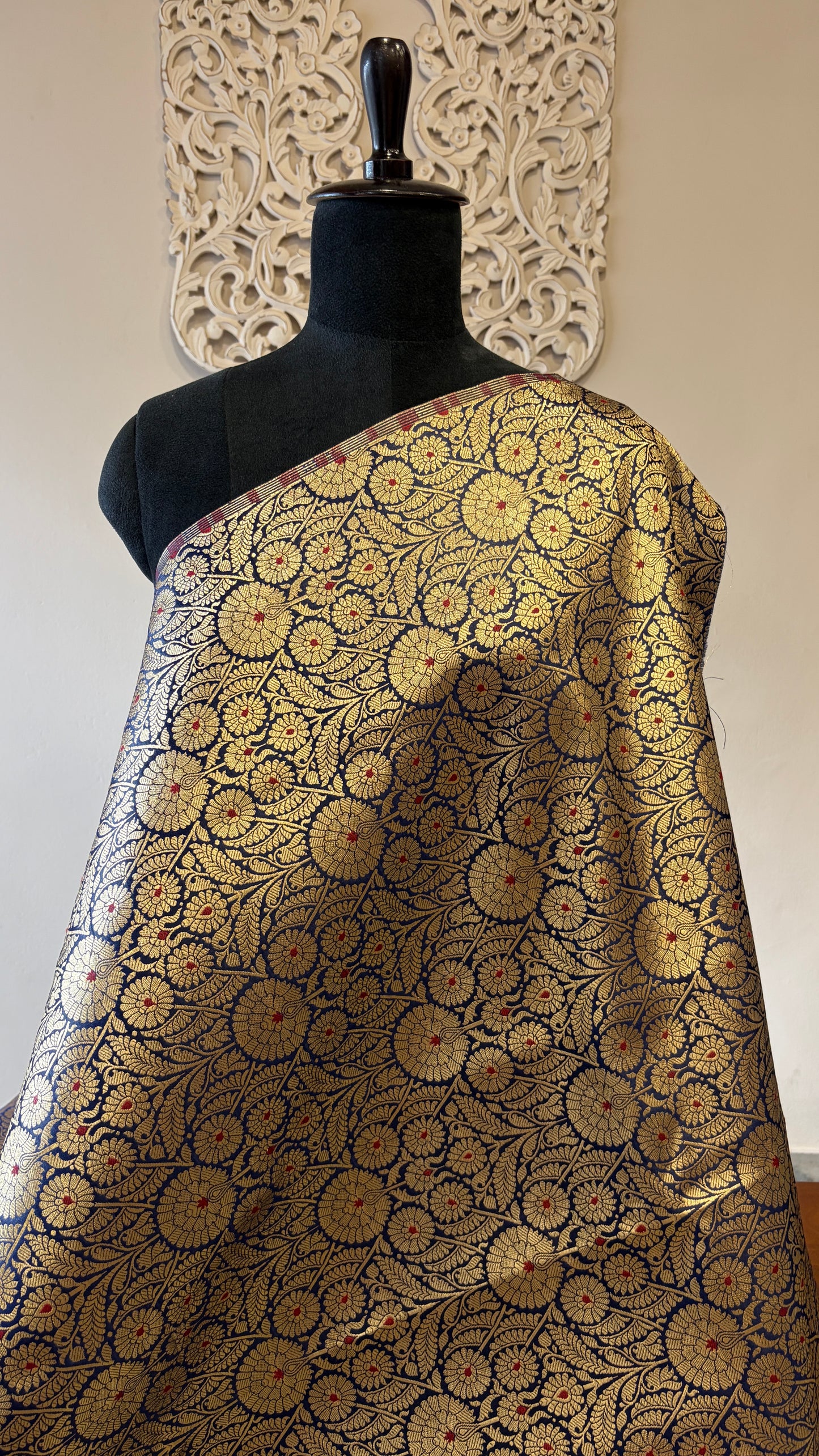 Semi banarasi brocade Navy blue