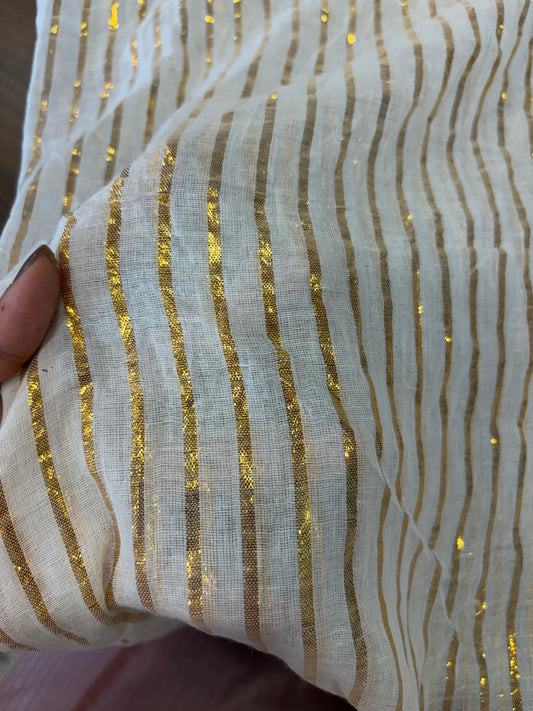 Mulcotton fabric with gold lurex line
