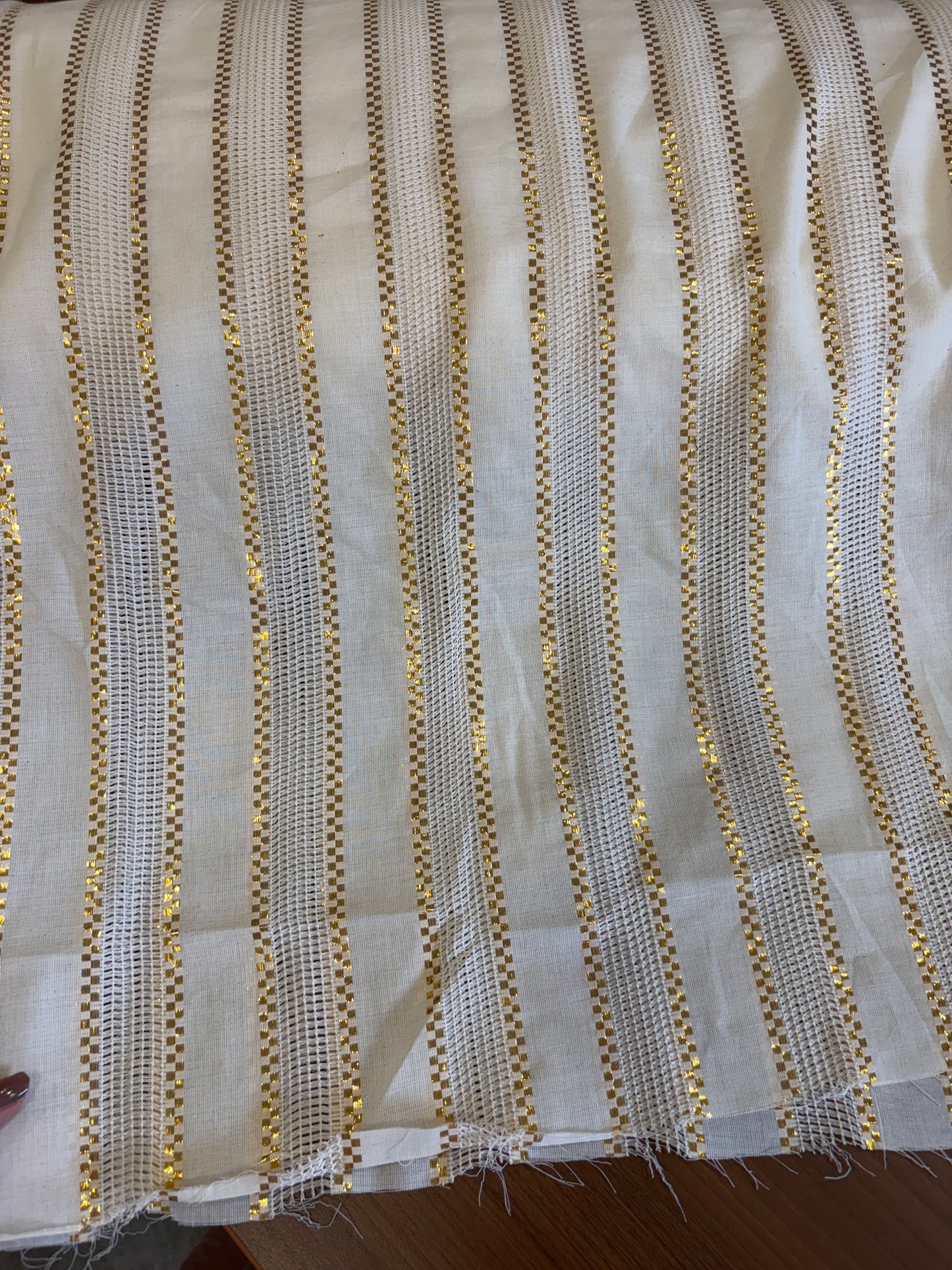 Cotton fabric with lurex weave gold