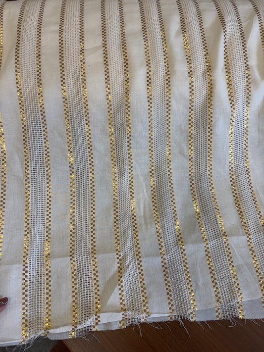 Cotton fabric with lurex weave gold