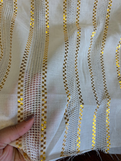 Cotton fabric with lurex weave gold
