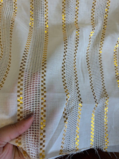 Cotton fabric with lurex weave gold