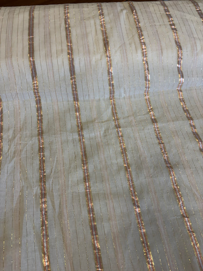 Cotton fabric with lurex line copper/gold