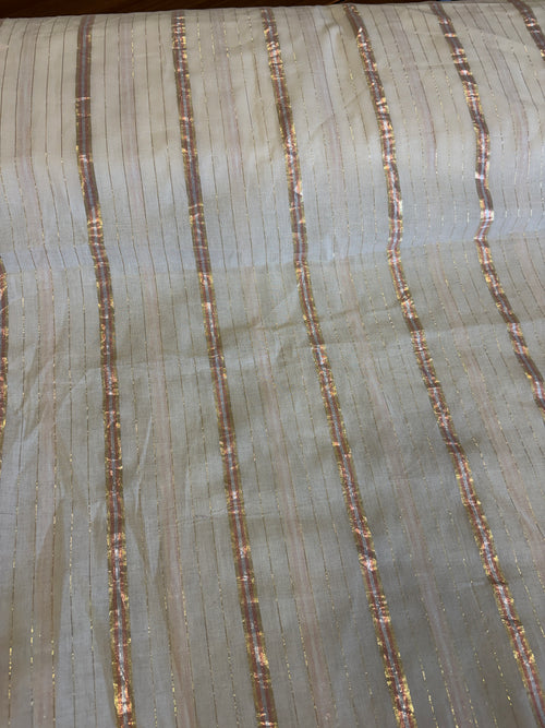 Cotton fabric with lurex line copper/gold