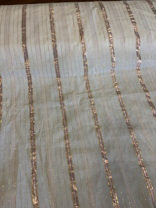Cotton fabric with lurex line copper/gold
