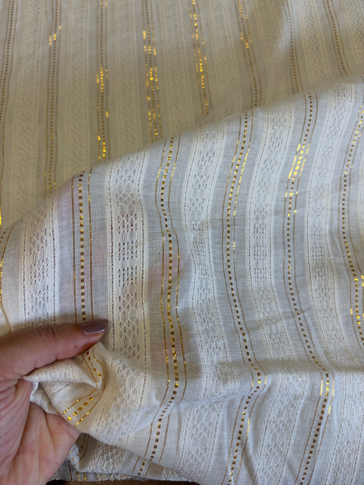 Cotton fabric with dobby line gold