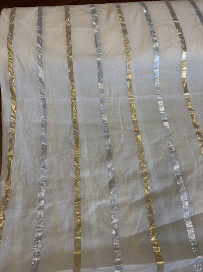 Cotton fabric with lurex weave gold and silver