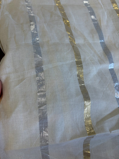 Cotton fabric with lurex weave gold and silver