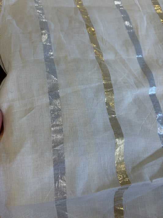 Cotton fabric with lurex weave gold and silver