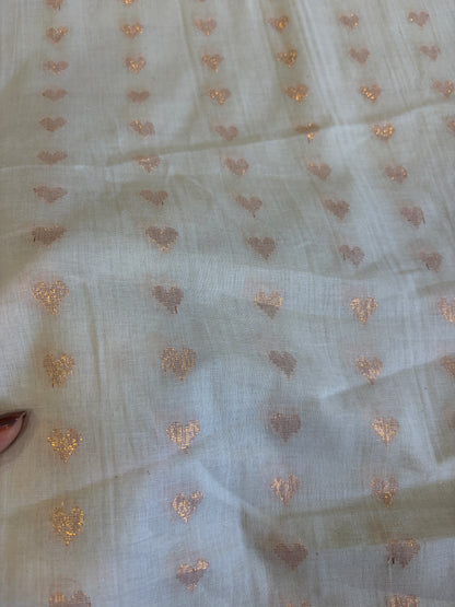 Cotton fabric with heart weave copper
