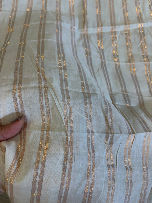 Cotton fabric with copper lurex line