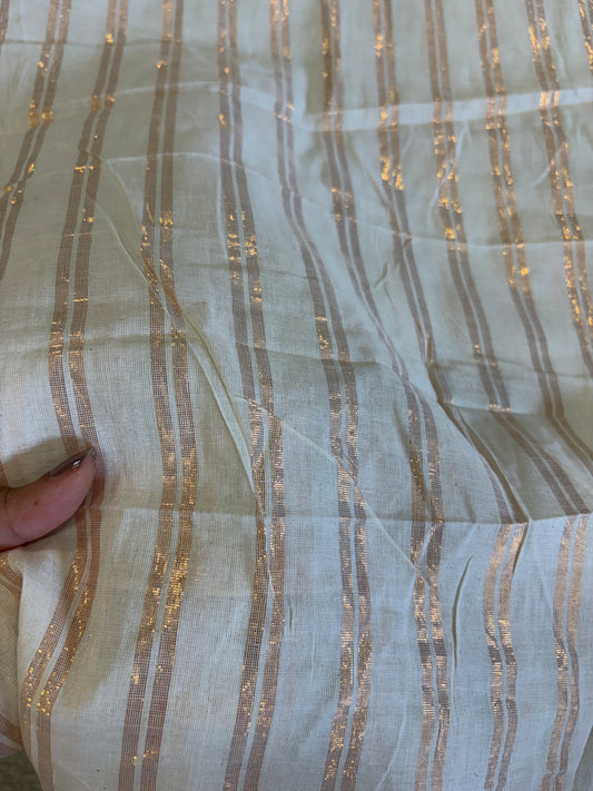 Cotton fabric with copper lurex line