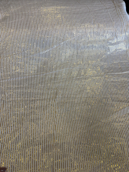 Cotton fabric with gold stripe