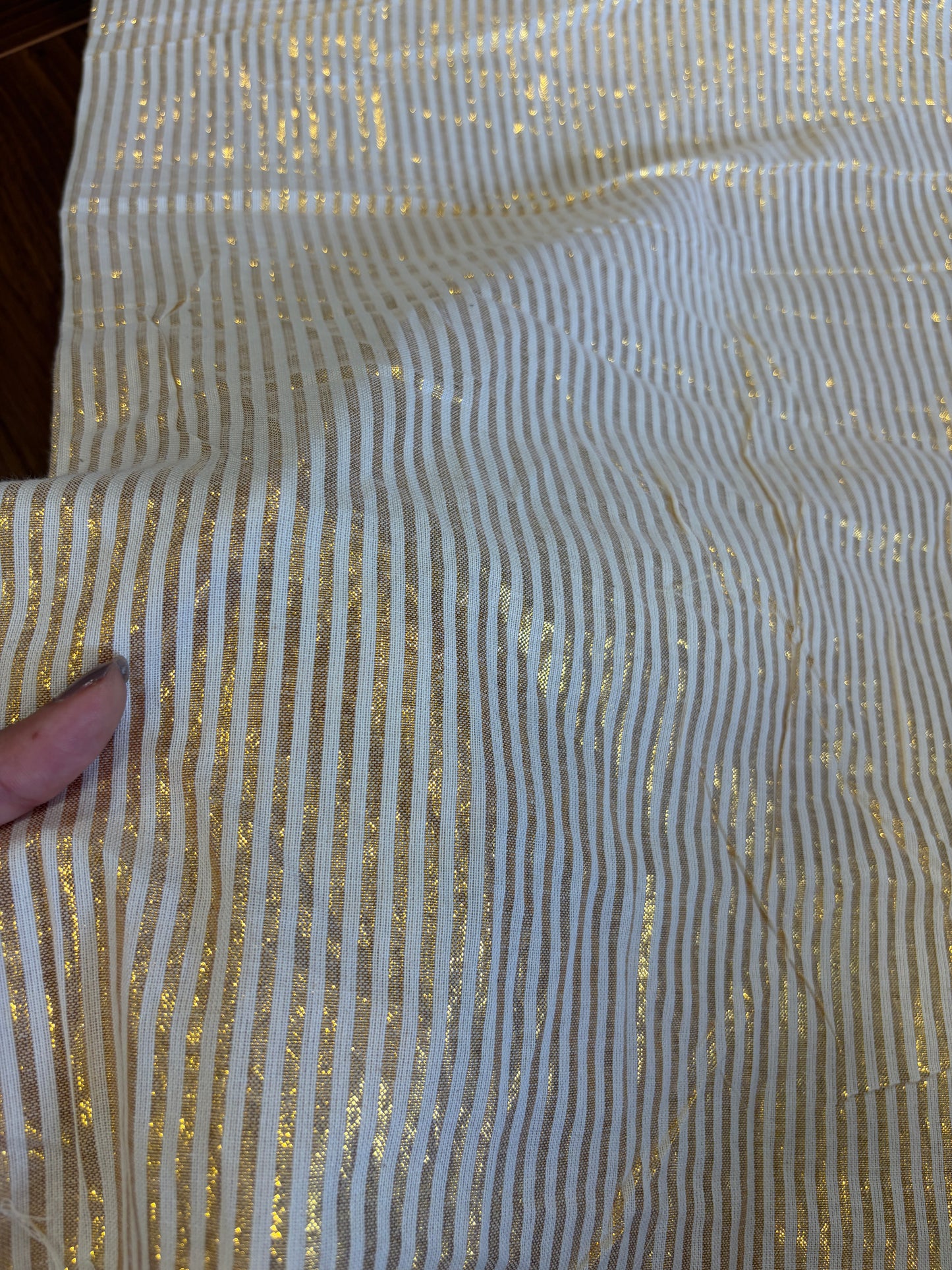 Cotton fabric with gold stripe