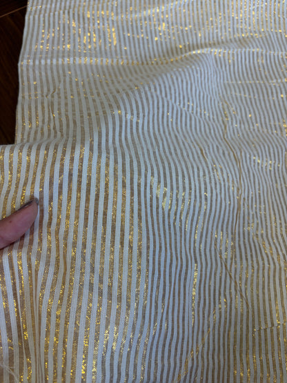 Cotton fabric with gold stripe