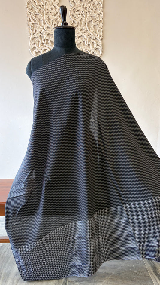 Handloom cotton with border Black