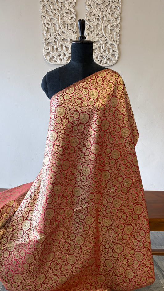 Semi banarasi brocade Red