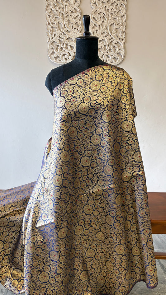 Semi banarasi brocade Navy blue