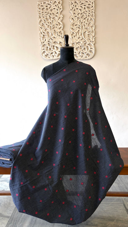 Handloom cotton with Red butta weaving