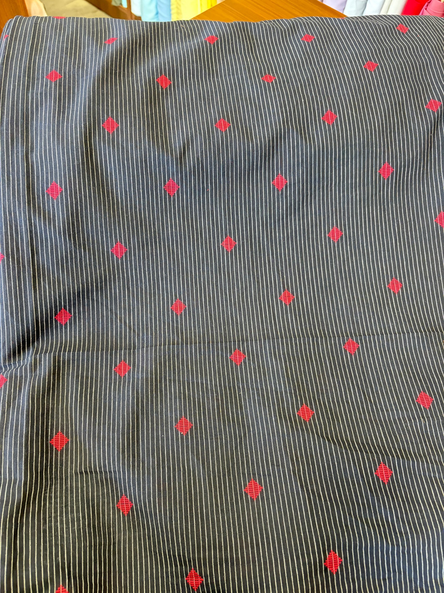 Handloom cotton with Red butta weaving