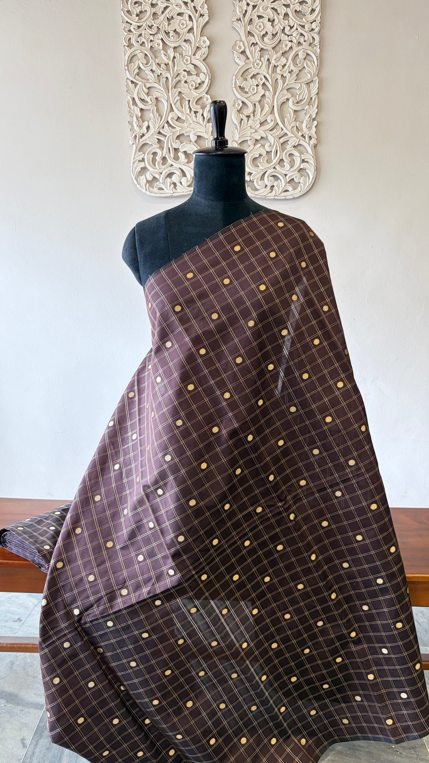 Semi Banarasi fabric with butta weave