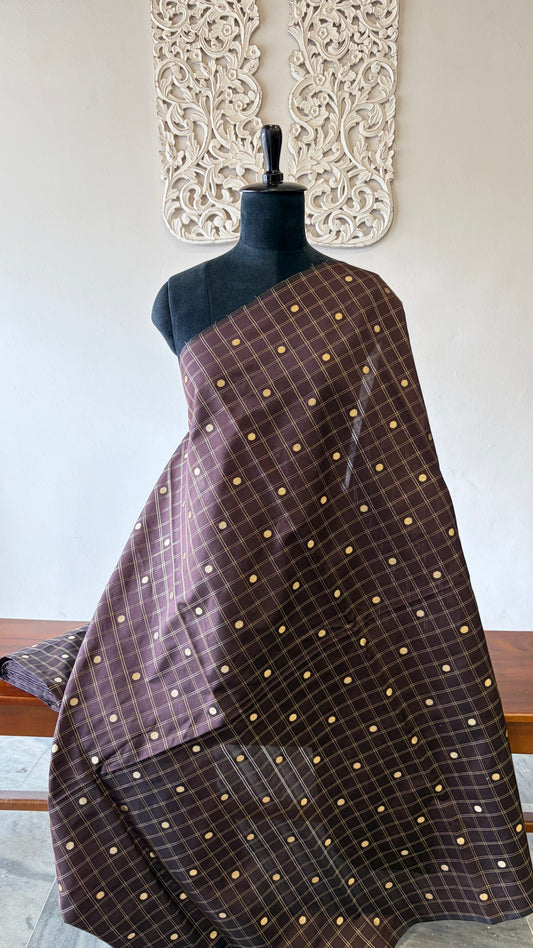 Semi Banarasi fabric with butta weave