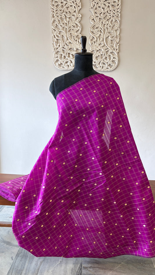 Semi Banarasi fabric with butta weave