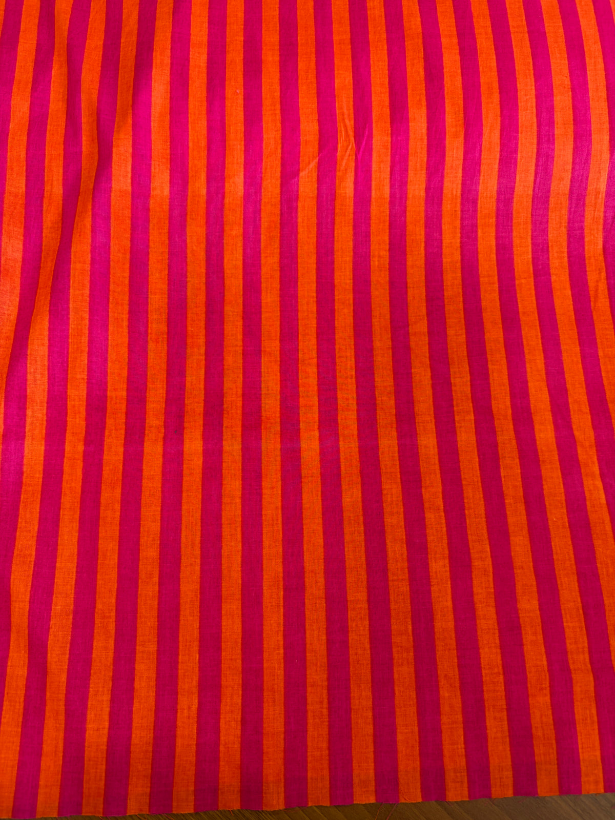 Screen printed cotton Pink and Orange stripe
