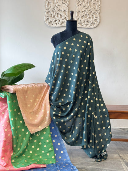 RUSSIAN SILK WITH ZARI BUTTA