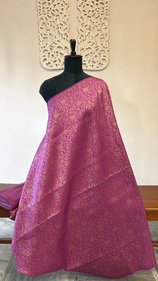 Handloom Banarasi brocade(Magenta)