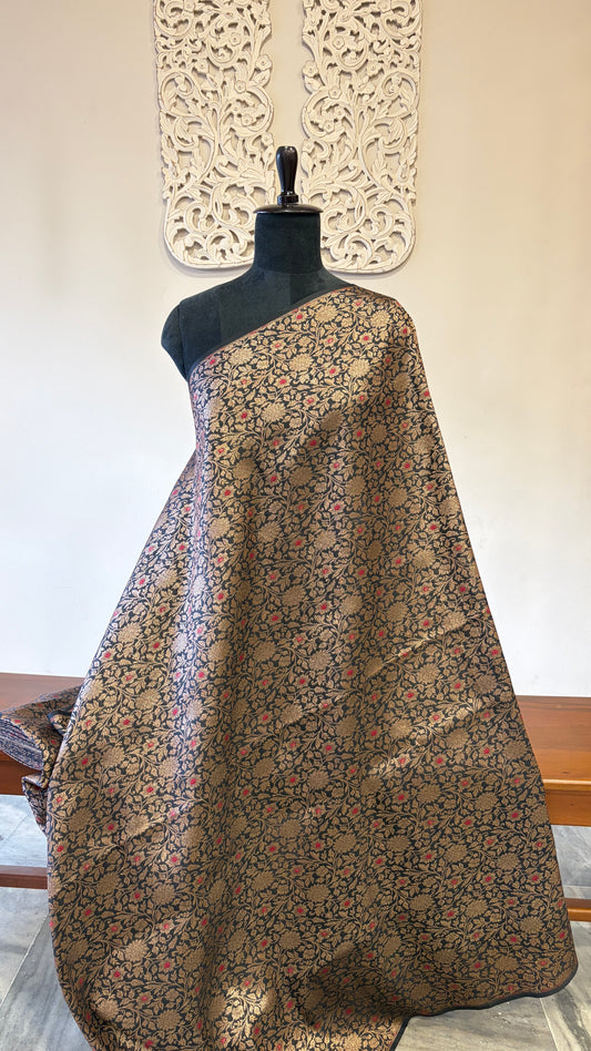Handloom Banarasi brocade(Black)