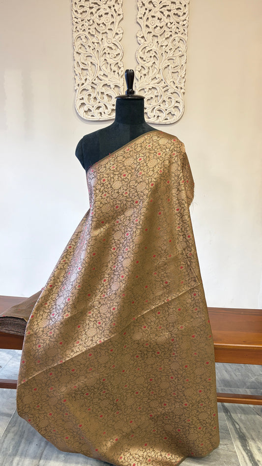 Handloom Banarasi brocade(Brown)