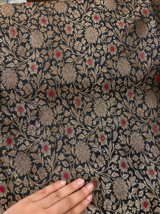 Handloom Banarasi brocade(Black)