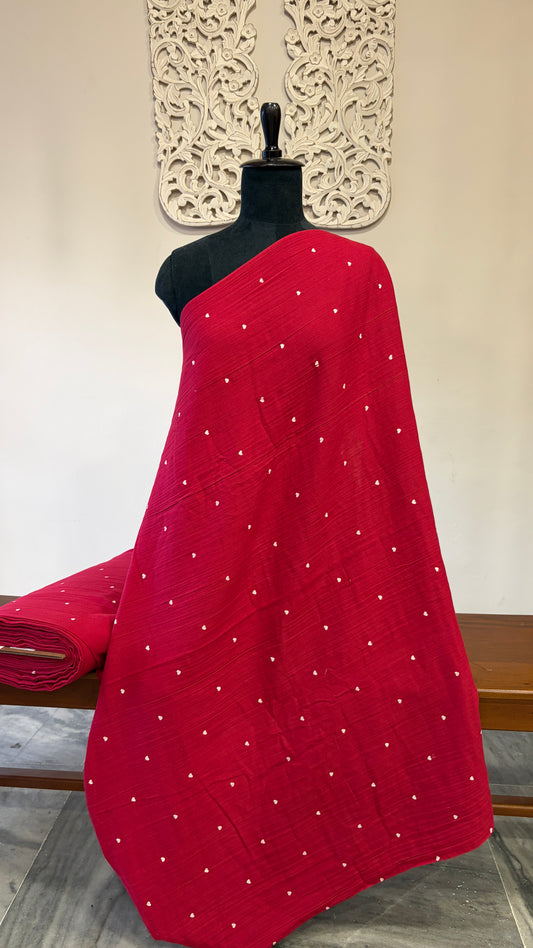 Printed double gauze muslin(Red with white hearts)