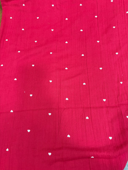 Printed double gauze muslin(Red with white hearts)